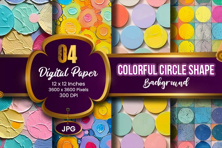 Geometric Colorful Circle Shape Background Digital Paper