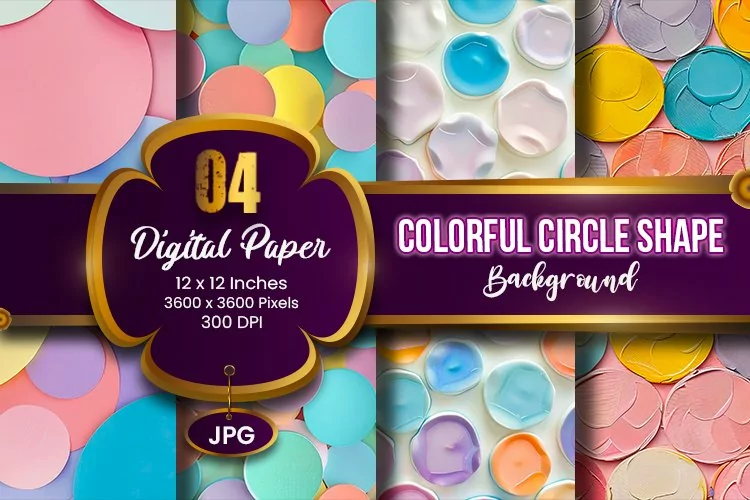 Geometric Colorful Circle Shape Background Digital Paper