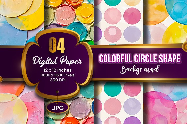 Geometric Colorful Circle Shape Background Digital Paper