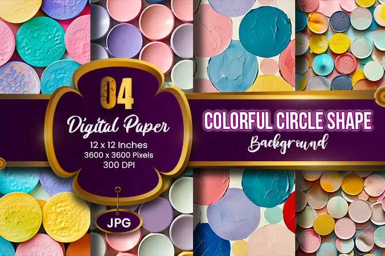 Geometric Colorful Circle Shape Background Digital Paper