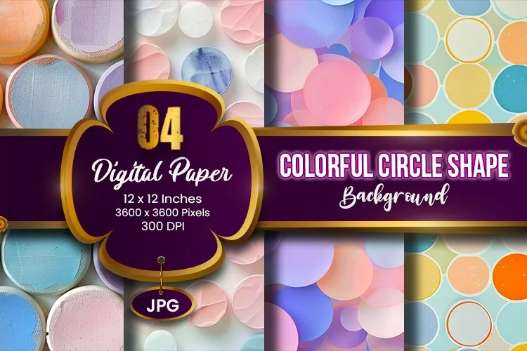 Geometric Colorful Circle Shape Background Digital Paper