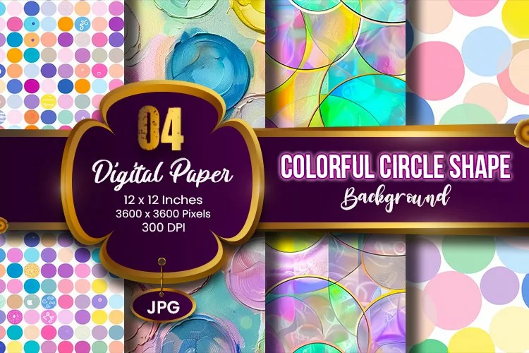 Geometric Colorful Circle Shape Background Digital Paper