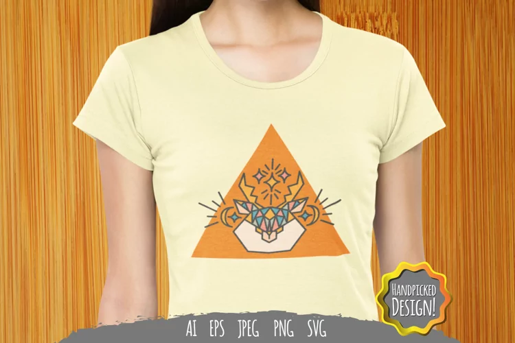 Geometric Colourful Deer Head SVG