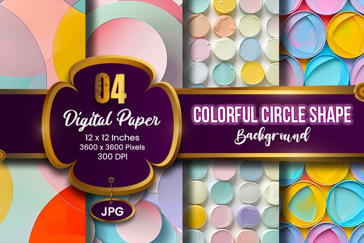 Geometric Colorful Circle Shape Background Digital Paper
