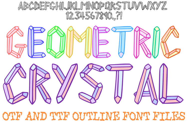 Geometric Crystal Font Celestial Typography Lettering ABC