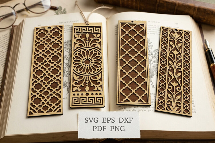 Geometric Floral Bookmark SVG File, Laser Cut File example image 1