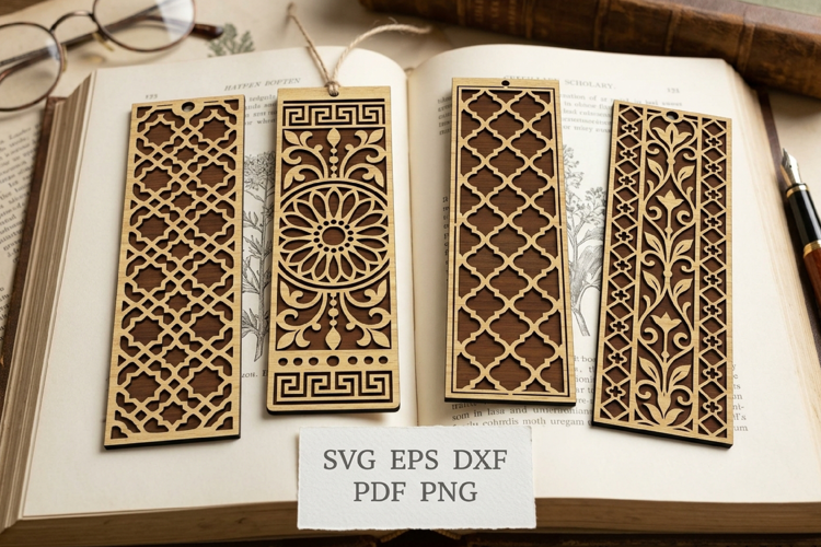 Geometric Floral Bookmark SVG File, Laser Cut File