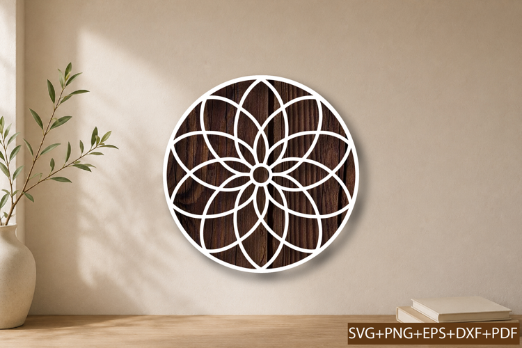 Geometric Floral Mandala Laser Cut SVG