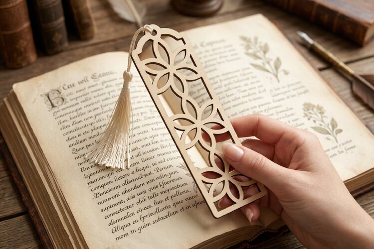 Geometric Flower Bookmark SVG Laser Cut example image 1