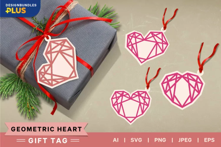 Geometric Heart Gift Tag Paper Cutting Set