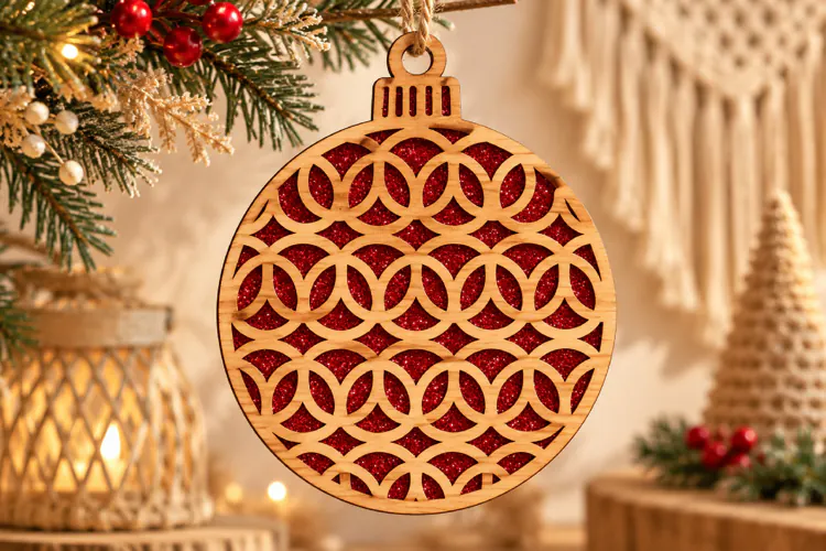 Geometric Lattice Christmas Ornament Laser Cut SVG