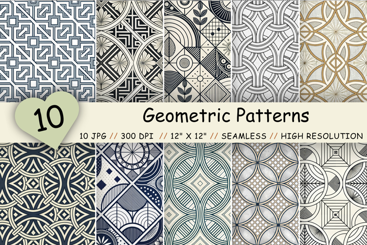 Geometric Patterns Bundle, Seamless Vector Designs, Abstract
