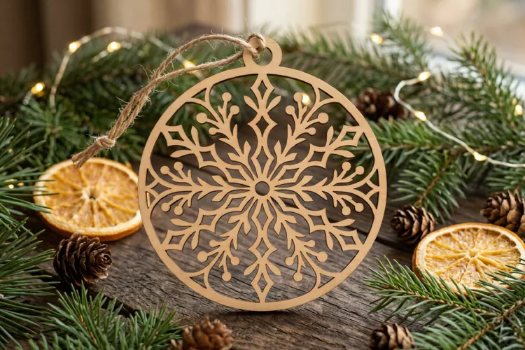 Geometric Snowflake Ornament Laser SVG