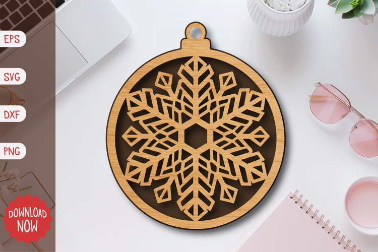 Geometric Snowflake Ornament SVG