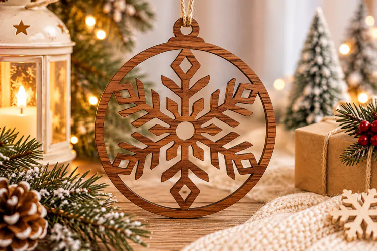 Geometric Snowflake Ornament SVG Laser Cut File