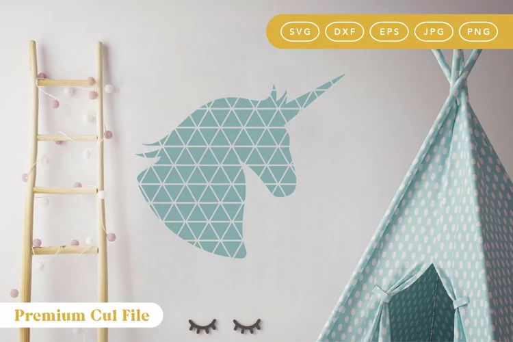 Geometric Unicorn Silhouette | Childrens Wall Art Cut File