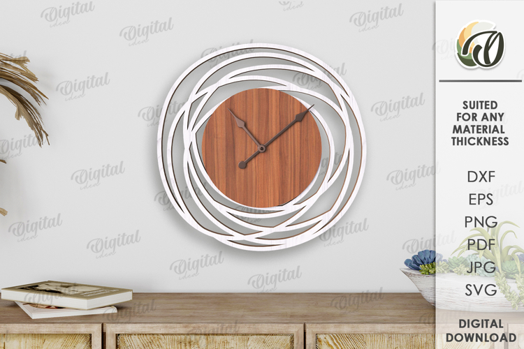 Geometric Wall Clock Laser Cut . Home Decor SVG