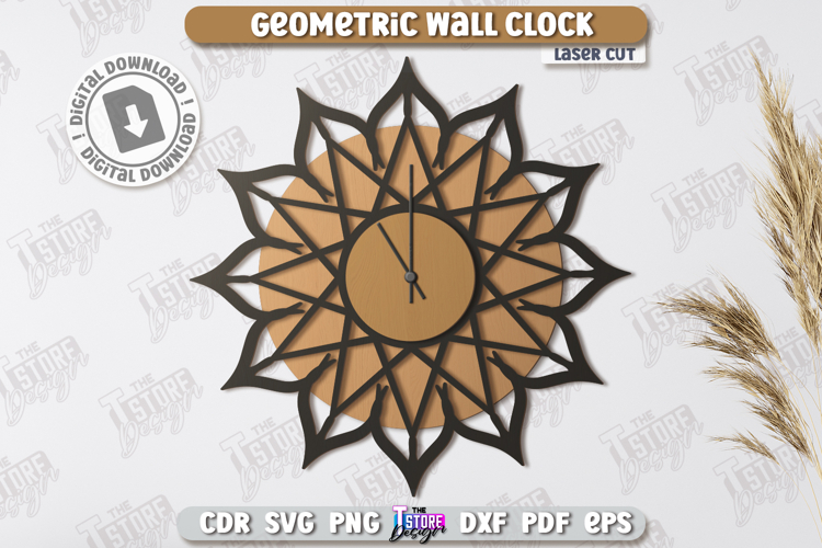 Geometric Wall Clock Laser Cut | Modern Interior |Home Décor