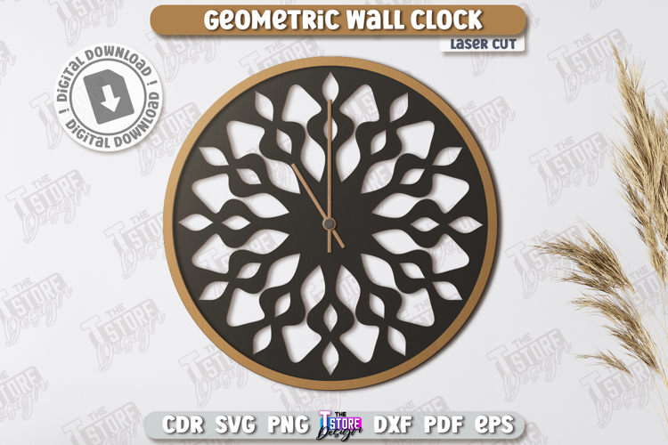 Geometric Wall Clock Laser Cut | Modern Interior |Home Décor