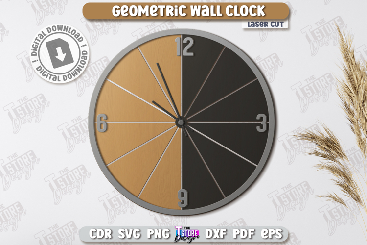 Geometric Wall Clock Laser Cut | Modern Interior |Home Décor
