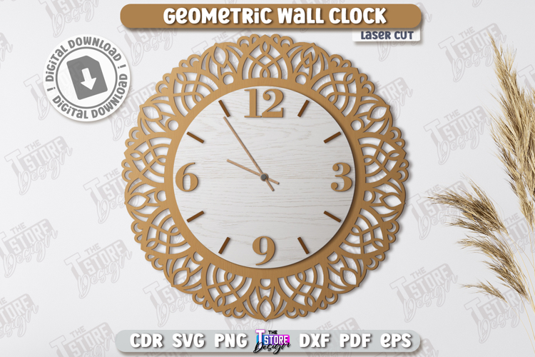 Geometric Wall Clock Laser Cut | Modern Interior |Home Décor