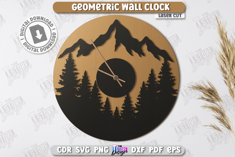 Geometric Wall Clock Laser Cut | Modern Interior |Home Décor