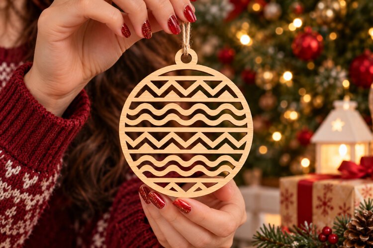Geometric Wave Ornament Laser SVG File example image 1