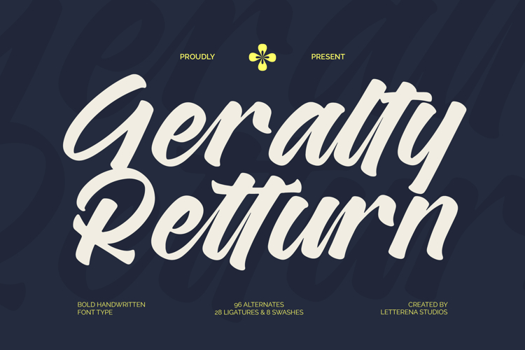 Geralty Retturn Bold Handwritten Font Type