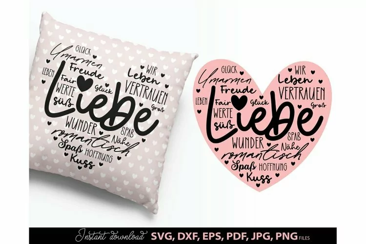 German Liebe Quotes Plotter File SVG PNG DXF Liebling Heart