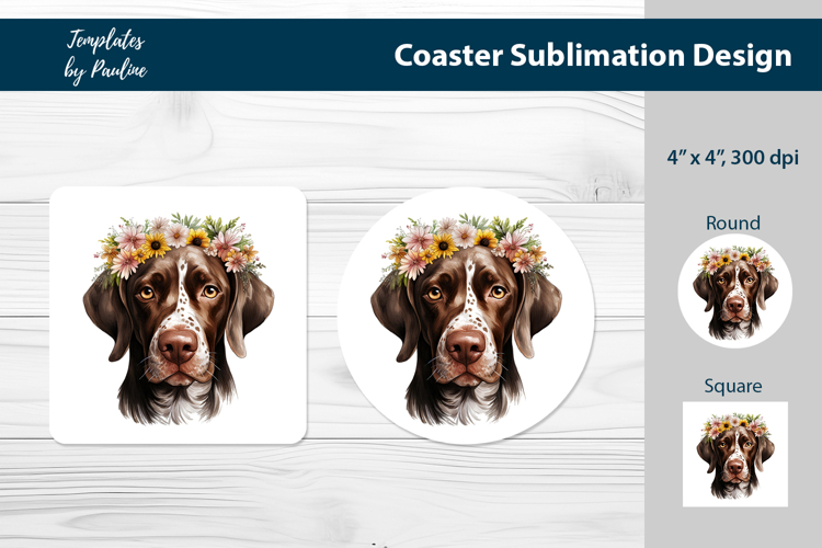German Pointer Coaster Sublimation, Dog Breed Keychain