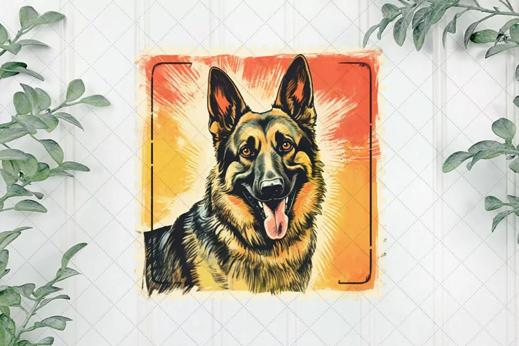 Dog Portrait Vintage Sublimation Clipart
