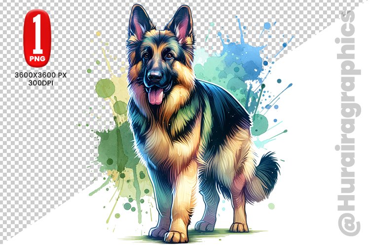 German Shepherd dog clipart- PNG File