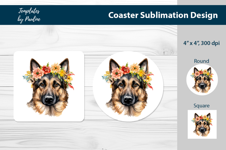 German Shepherd Coaster Sublimation, Dog Breed Keychain