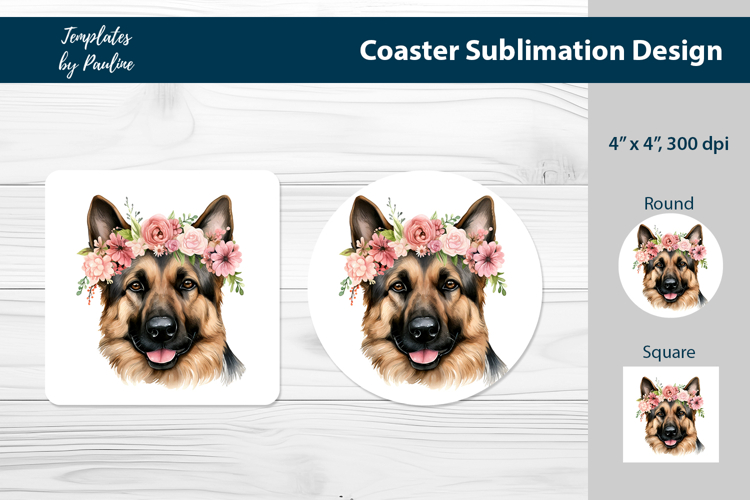 German Shepherd Coaster Sublimation, Dog Breed Keychain