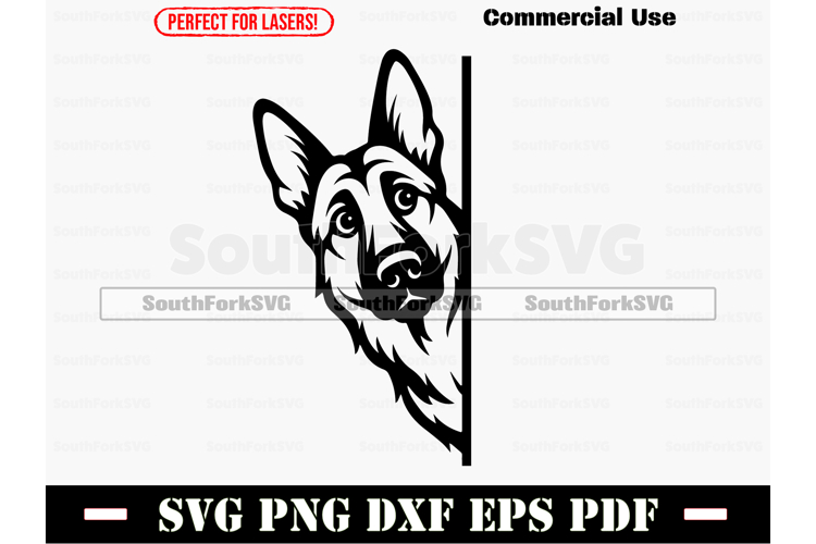 Peering German Shepherd Dog SVG PNG DXF EPS PDF
