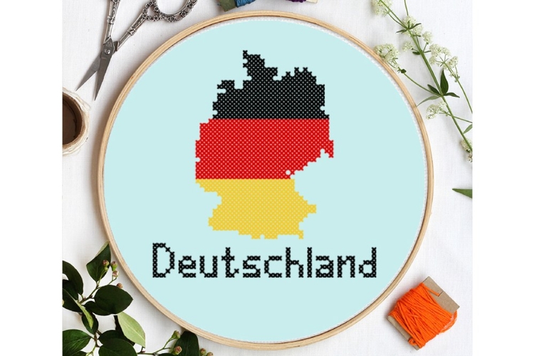 Germany map flag Cross stitch pattern PDF patriotic German