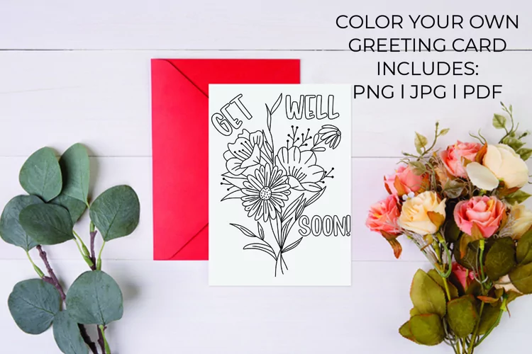 Get Well Soon Coloring Greeting Card