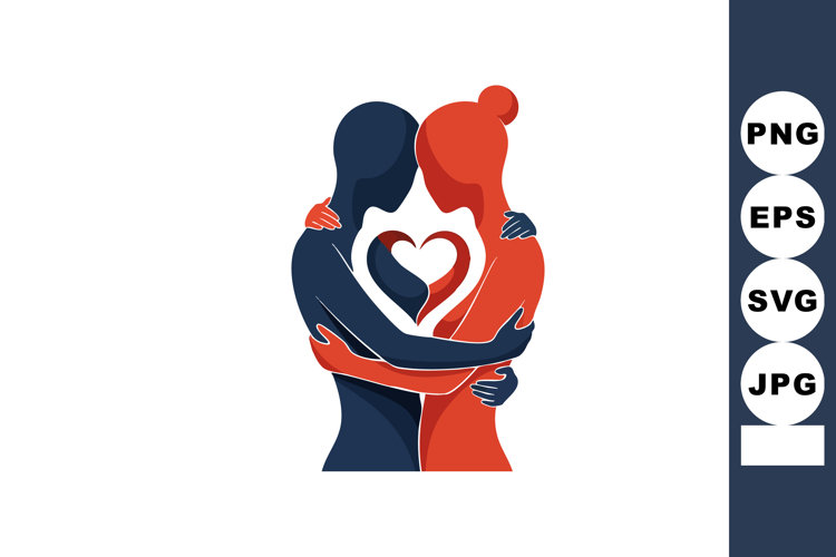 Couple embracing with heart shape between them in romantic l