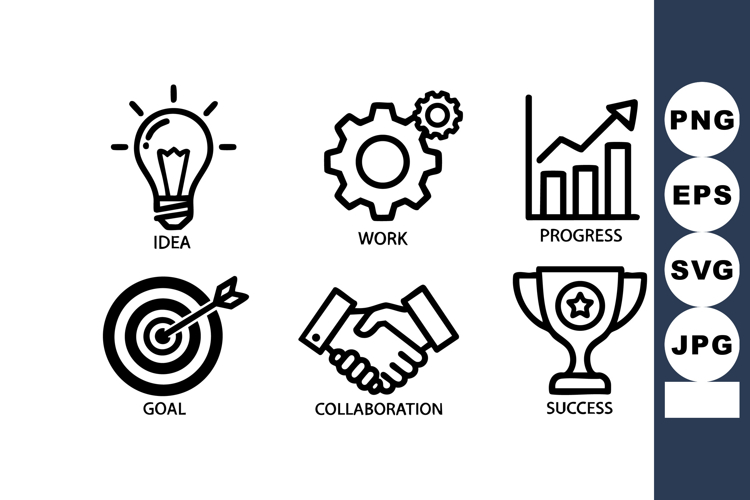 Business concept icons idea work progress goal collaboration