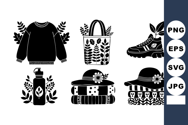 Minimal Eco Fashion Silhouette Icon Set