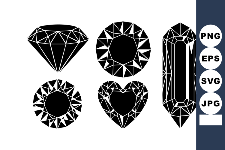 Minimalist Black Geometric Gemstone Icons