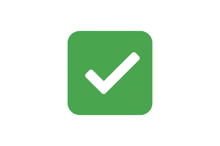 Green checkmark symbol in a flat design style representing a