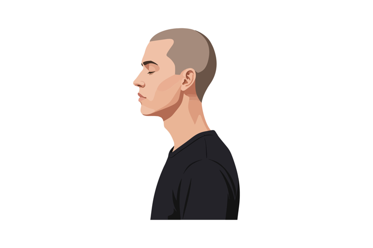 Profile view of a young man in minimal vector art style