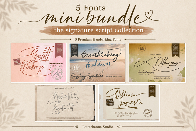5 Fonts mini bundle the signature script collection