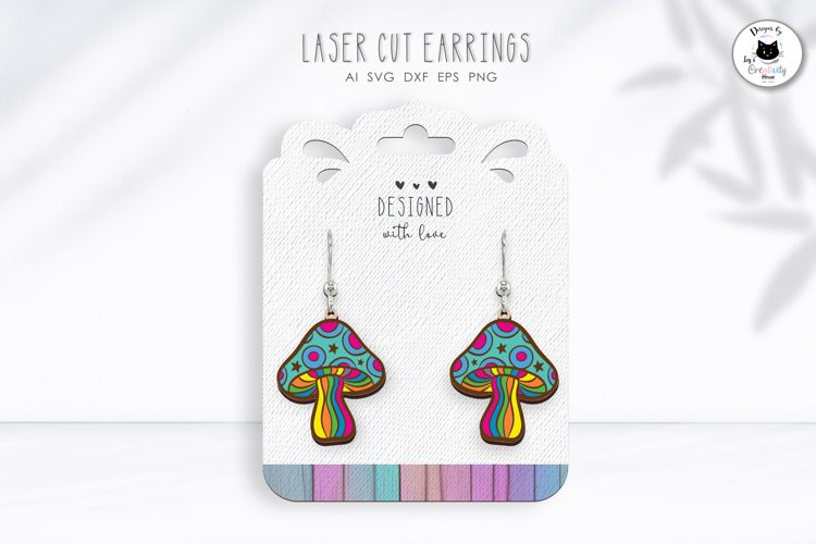 Mushroom Earrings Laser Cut | Hippie Earrings SVG