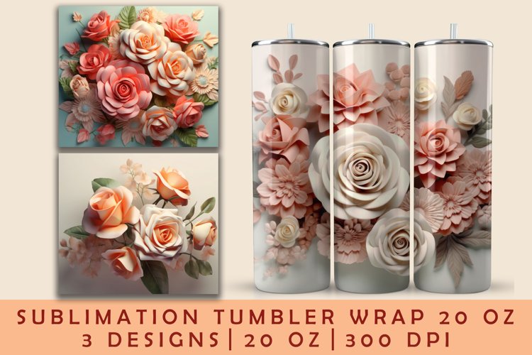 3d Flower Sublimation Tumbler | 3d Tumbler Wrap example image 1