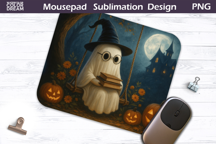 Ghost on Swing Mousepad PNG | Halloween Witch Sublimation