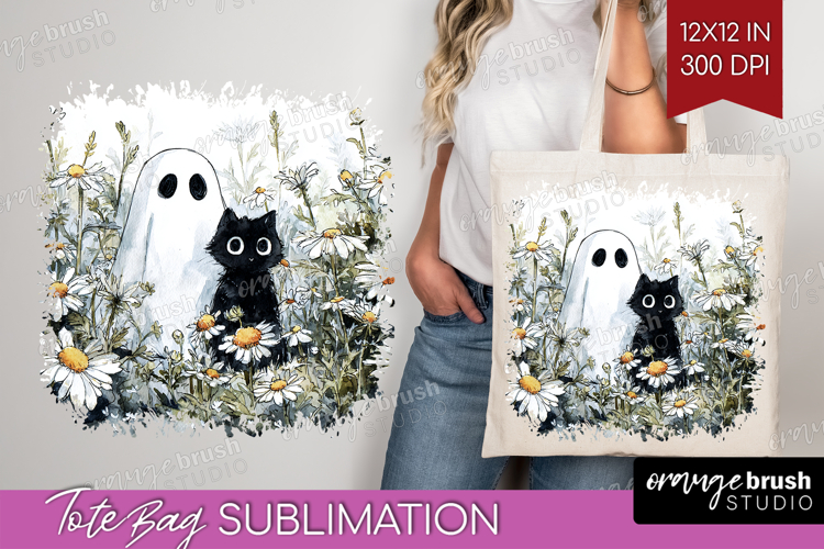 Cute Ghost Tote Bag - Spooky Halloween Tote Bag PNG