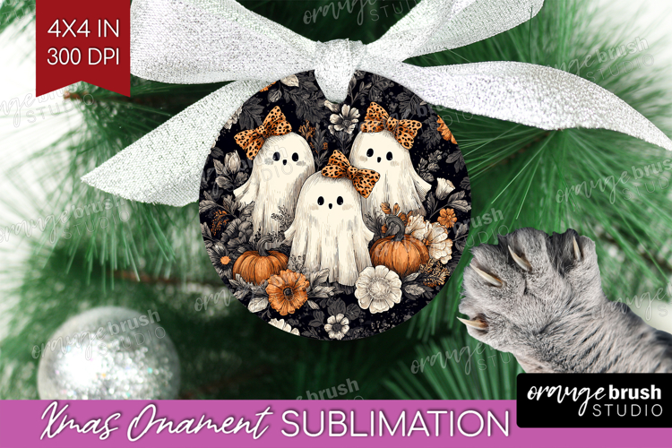 Cute Ghost Ornament PNG - Spooky Halloween PNG Sublimation