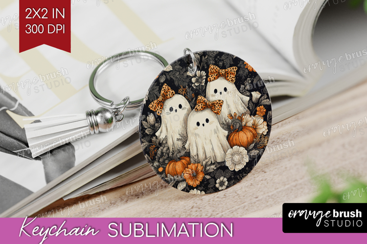 Cute Ghost Keychain PNG - Spooky Halloween Keychain